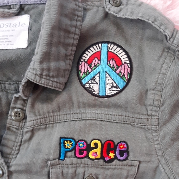 SOLD @MARKET! Boho hippie upcycled army greenish grey toned soft and gorg top! - Picture 4 of 9